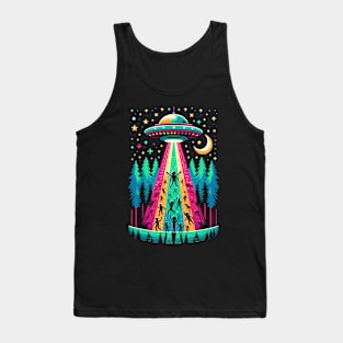 Galactic Festivity: Colorful UFO Abduction Party Design Tank Top